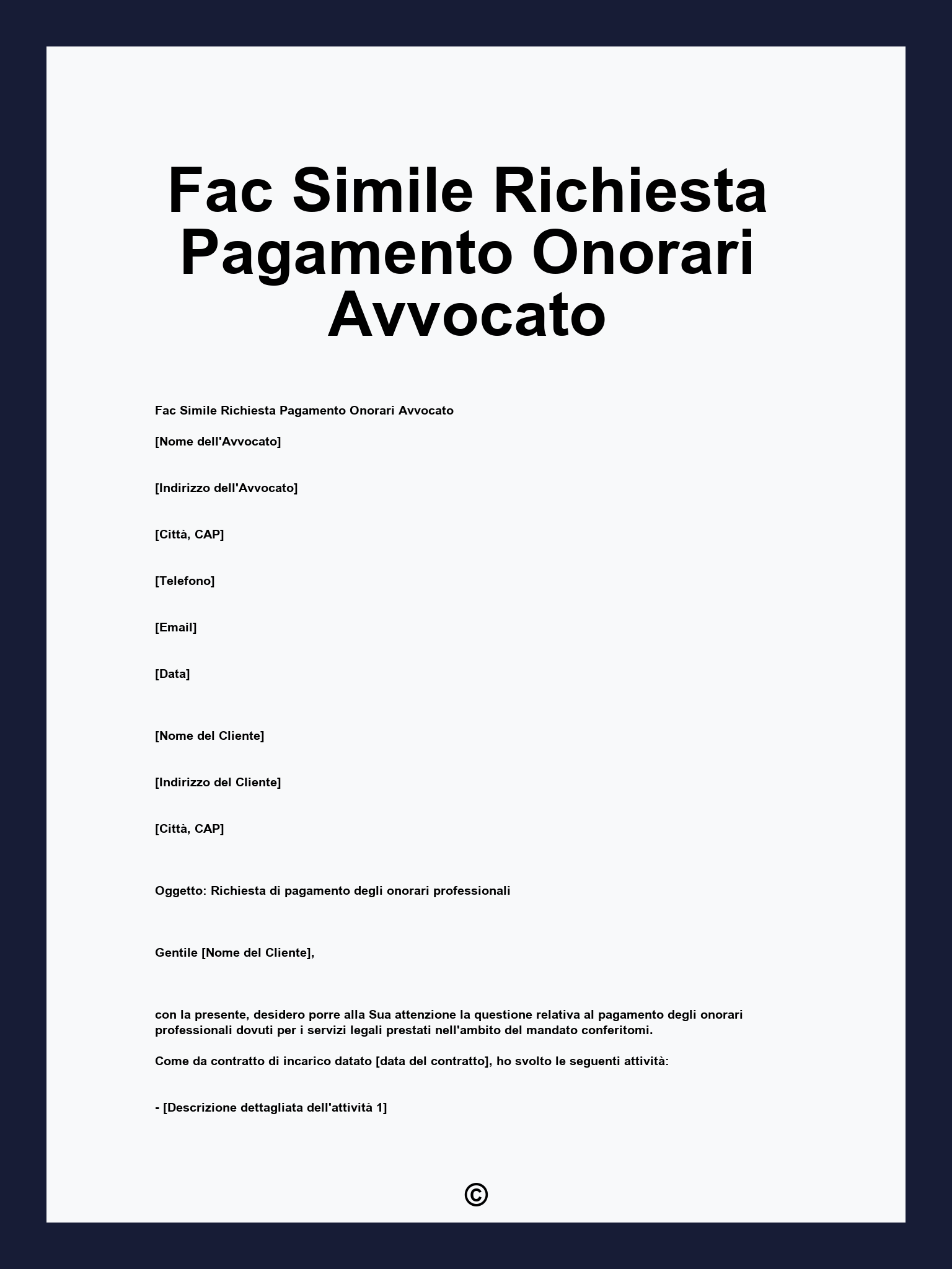 Fac Simile Richiesta Pagamento Onorari Avvocato