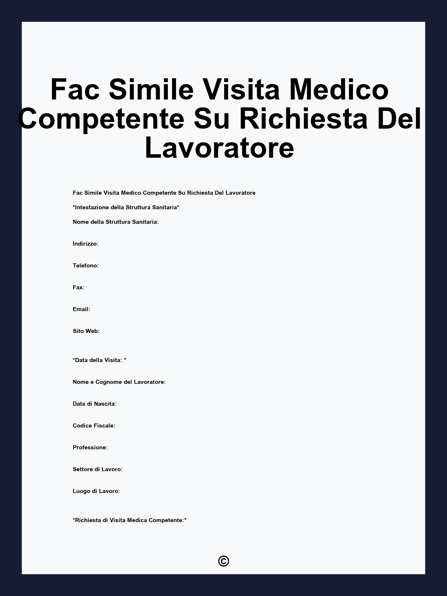Fac Simile Visita Medico Competente Su Richiesta Del Lavoratore