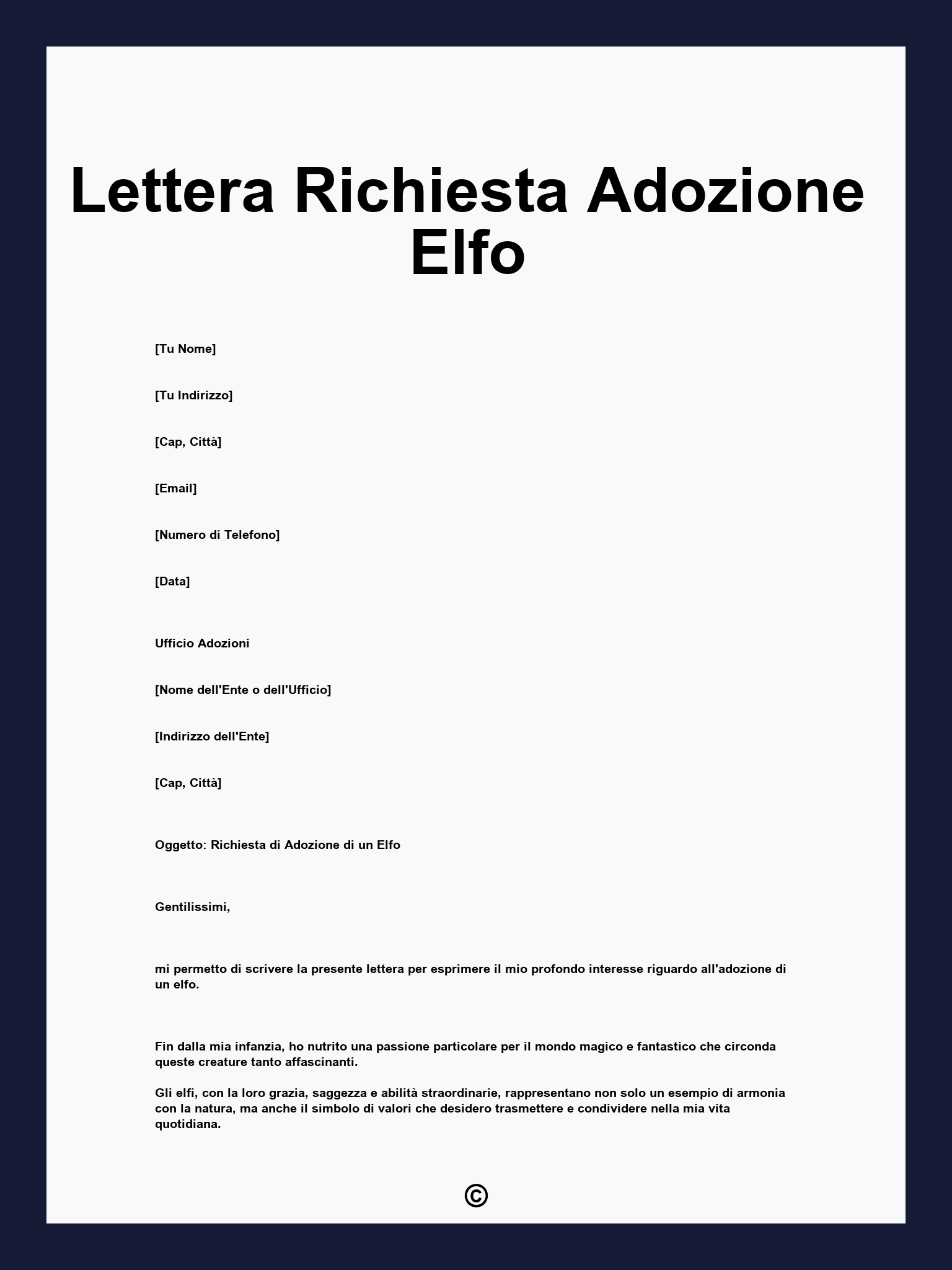 Lettera Richiesta Adozione Elfo