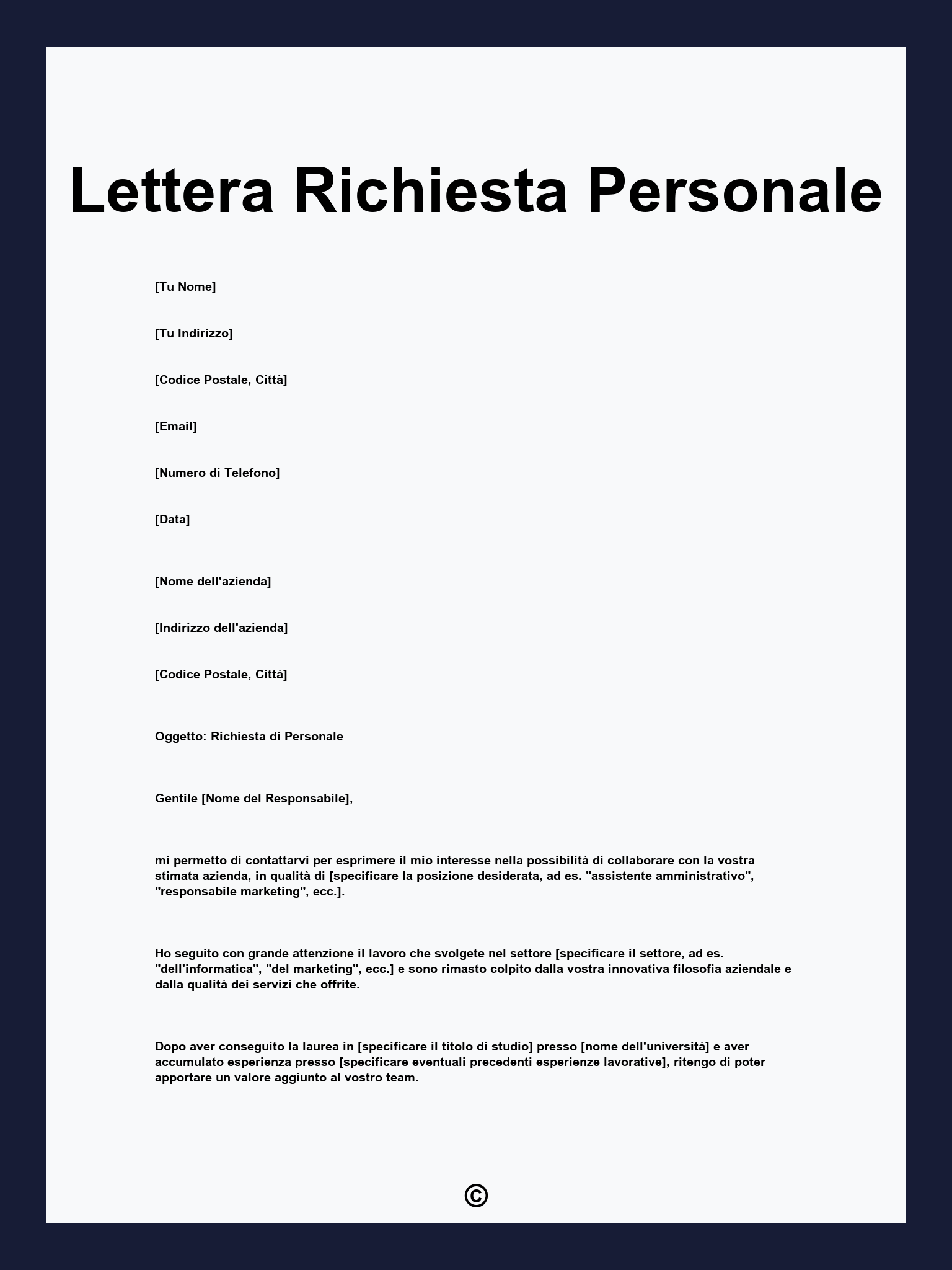 Lettera Richiesta Personale