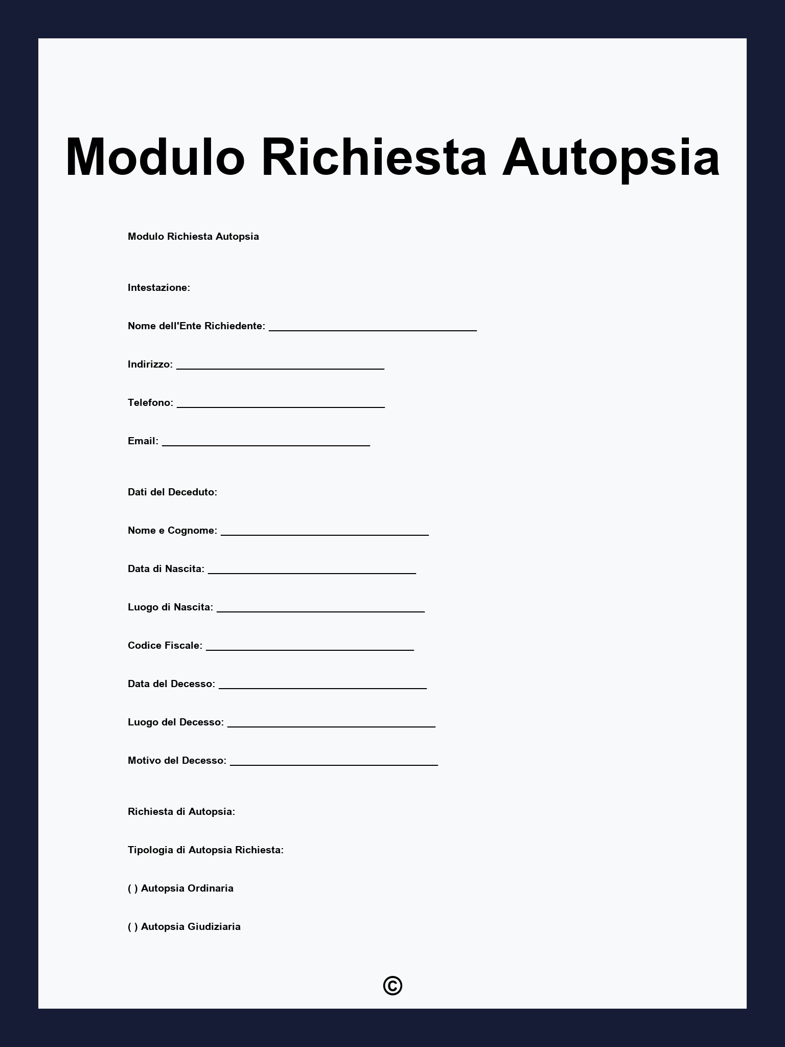 Modulo Richiesta Autopsia