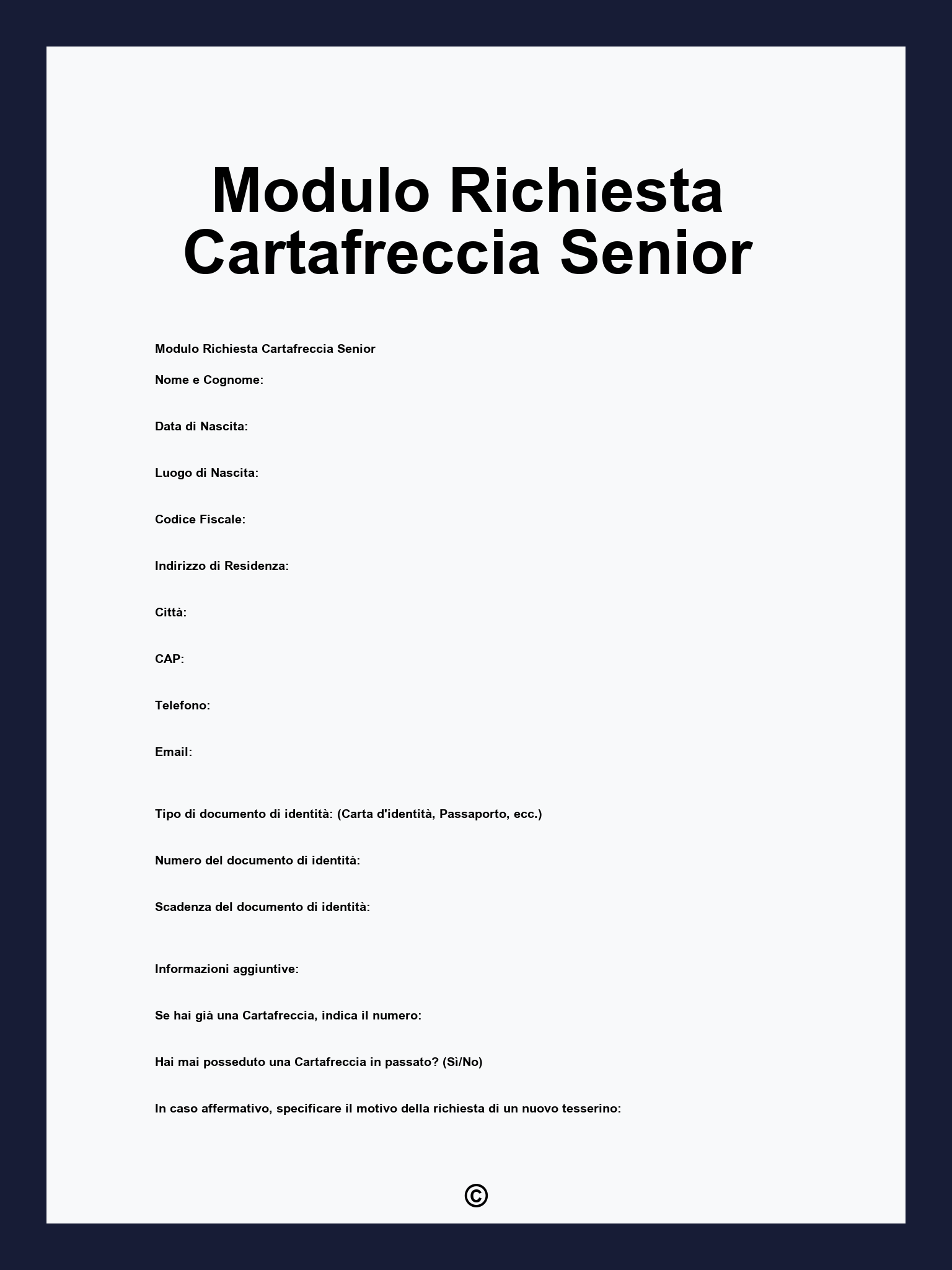 Modulo Richiesta Cartafreccia Senior