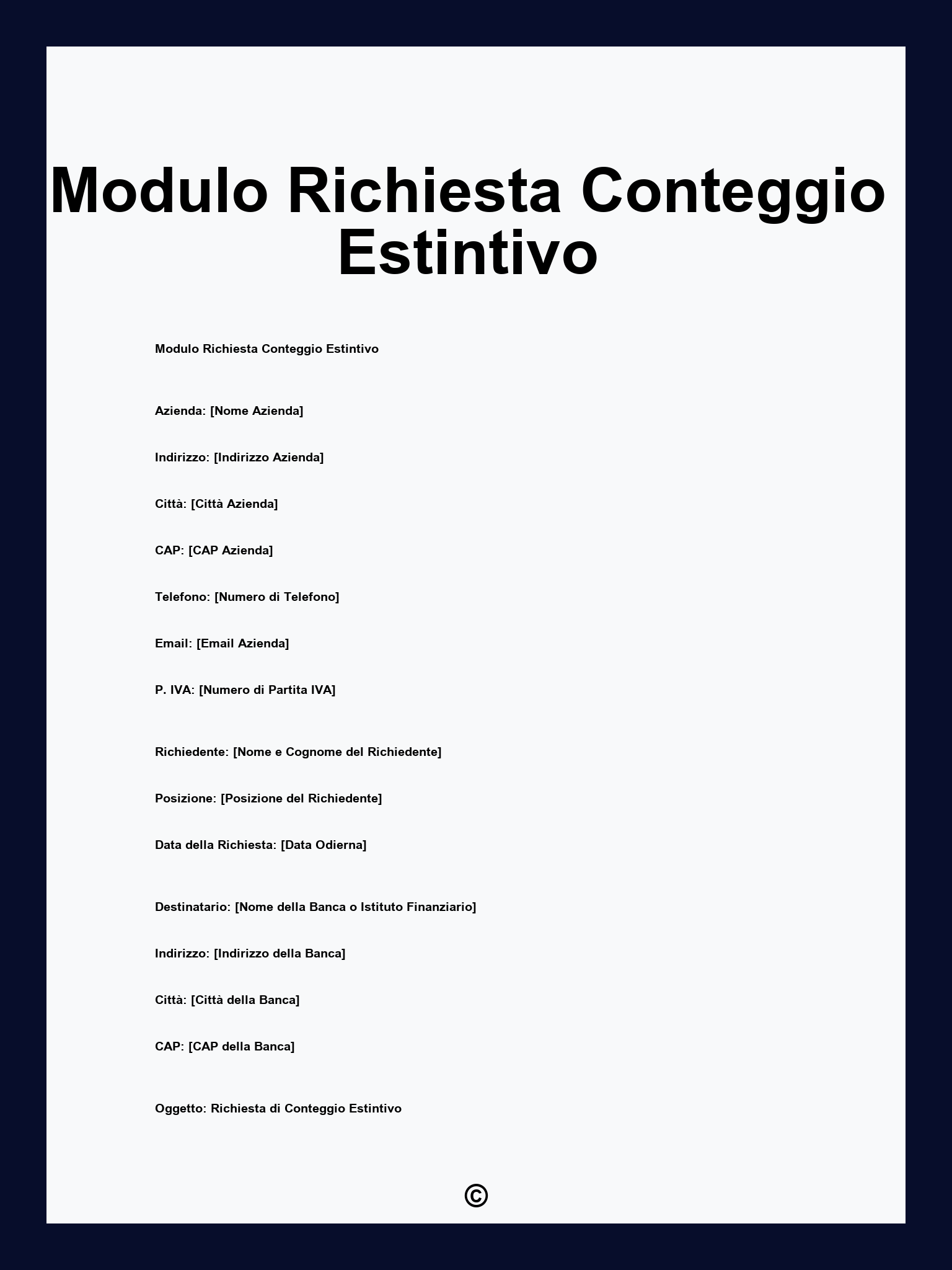 Modulo Richiesta Conteggio Estintivo