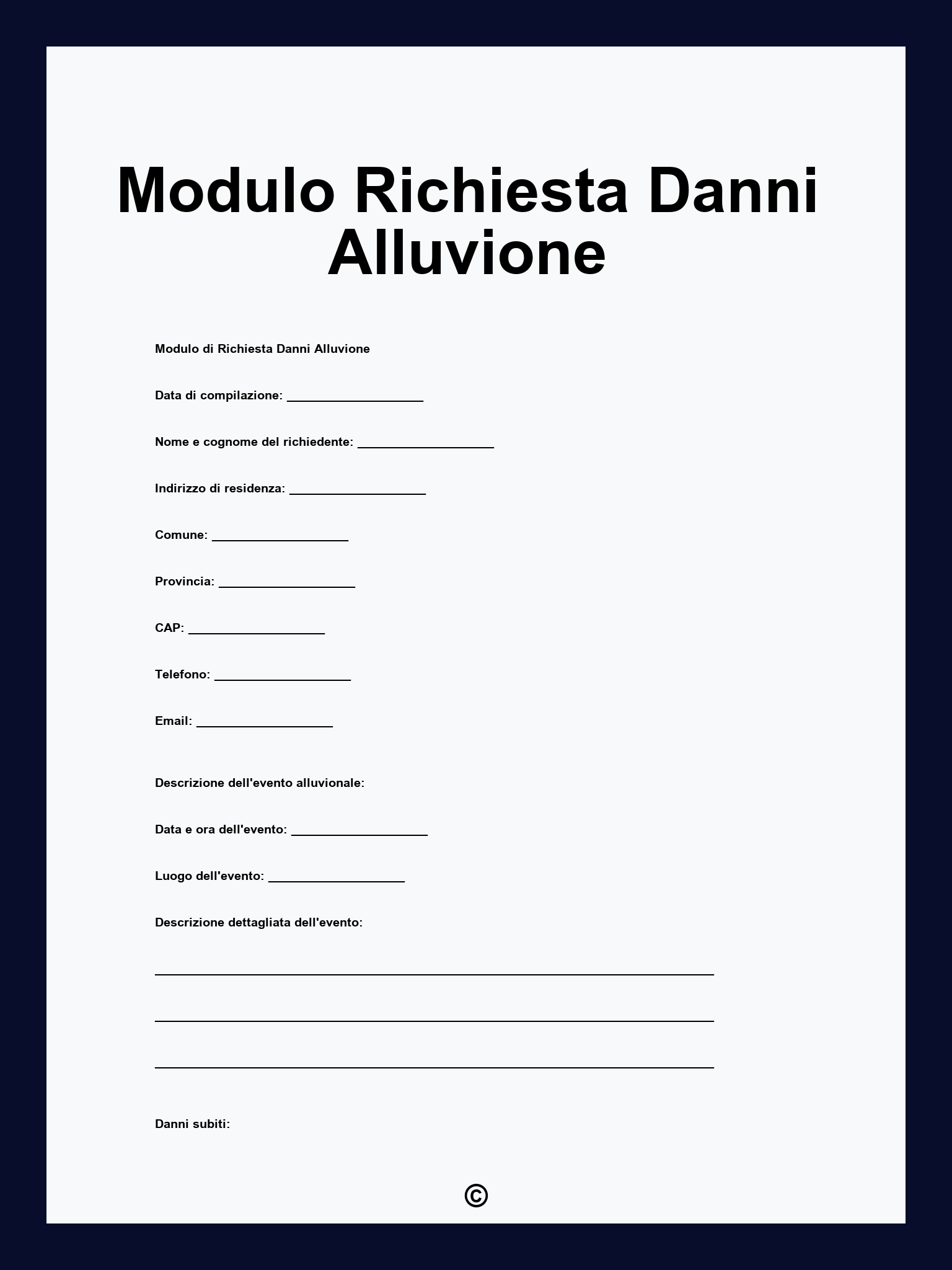 Modulo Richiesta Danni Alluvione