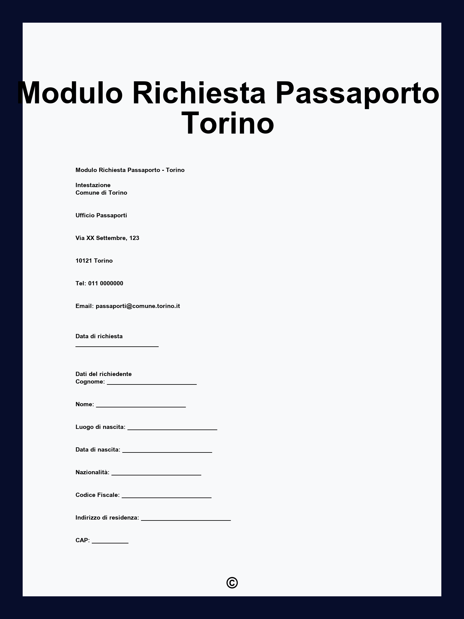 Modulo Richiesta Passaporto Torino