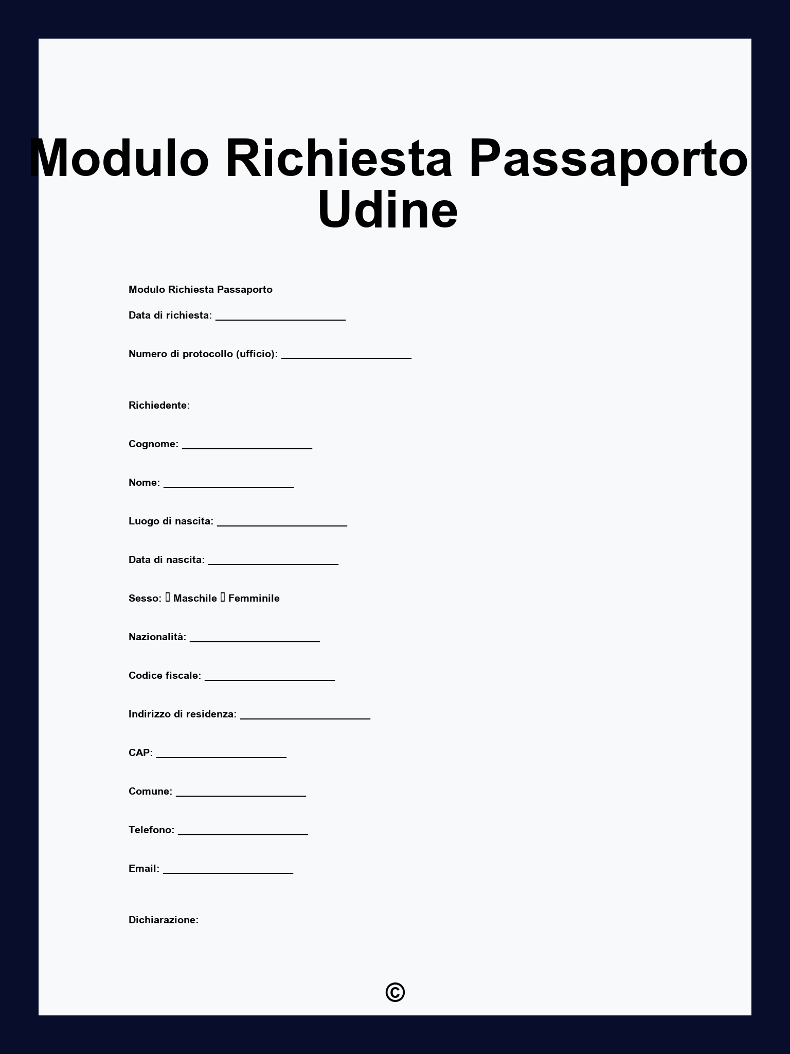 Modulo Richiesta Passaporto Udine