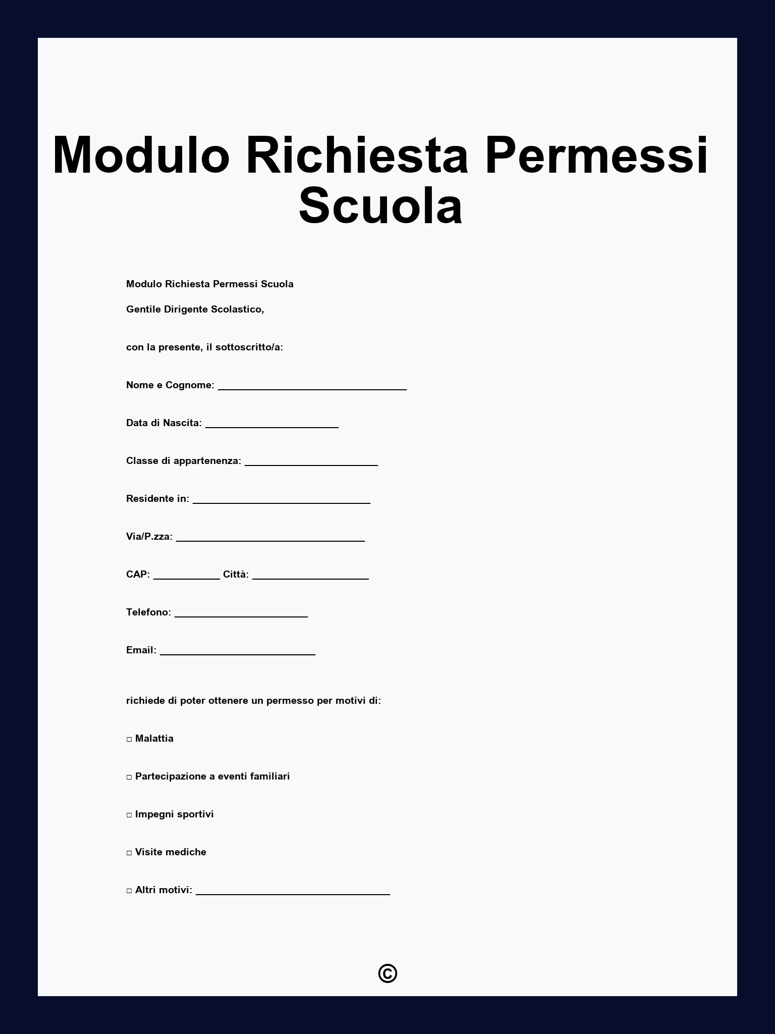 Modulo Richiesta Permessi Scuola