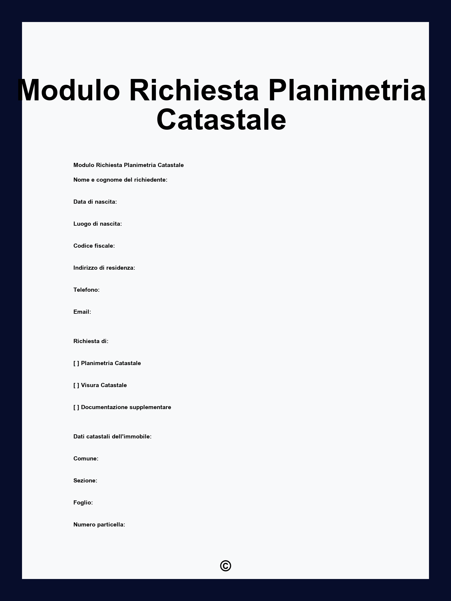 Modulo Richiesta Planimetria Catastale
