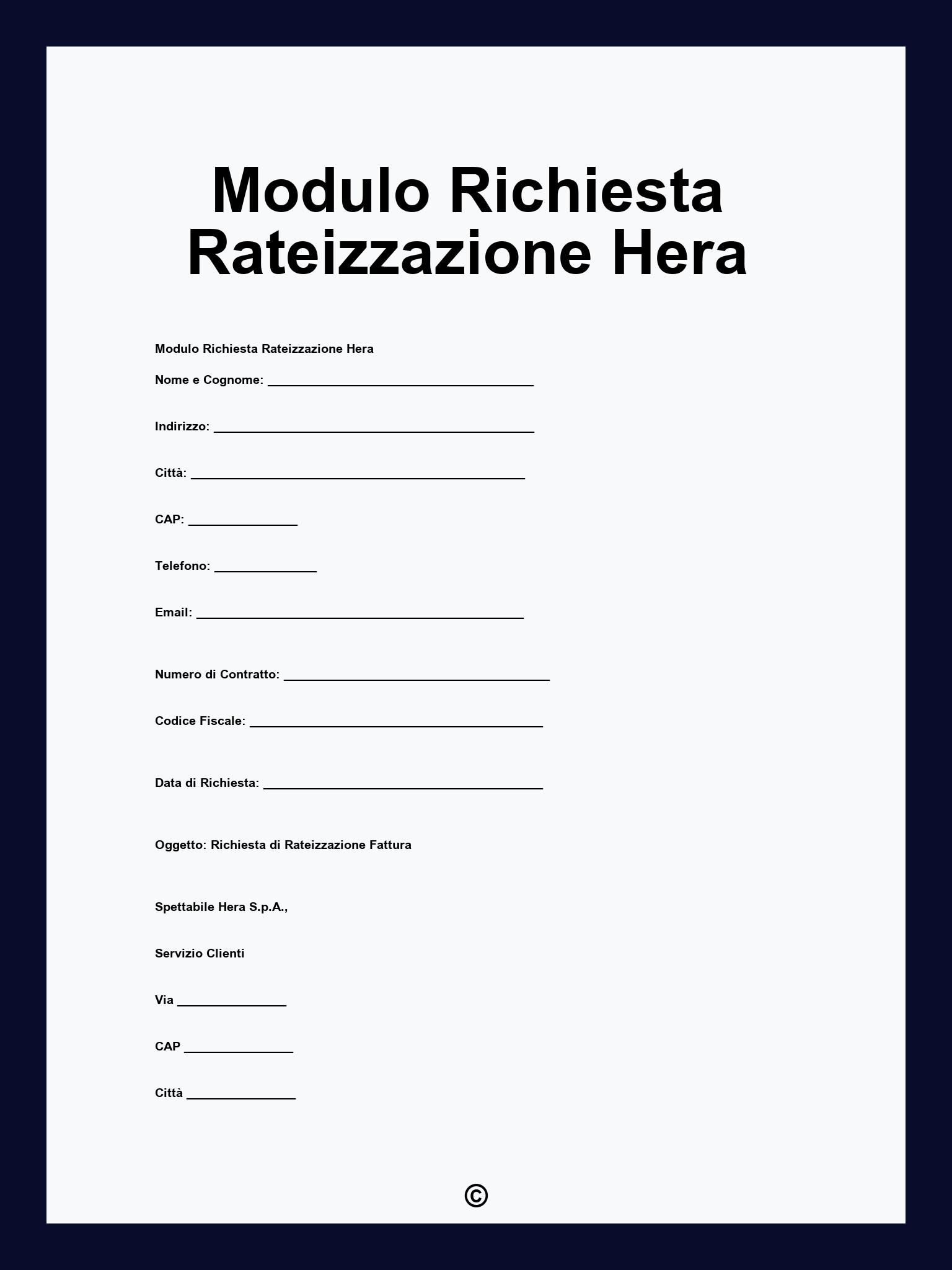 Modulo Richiesta Rateizzazione Hera