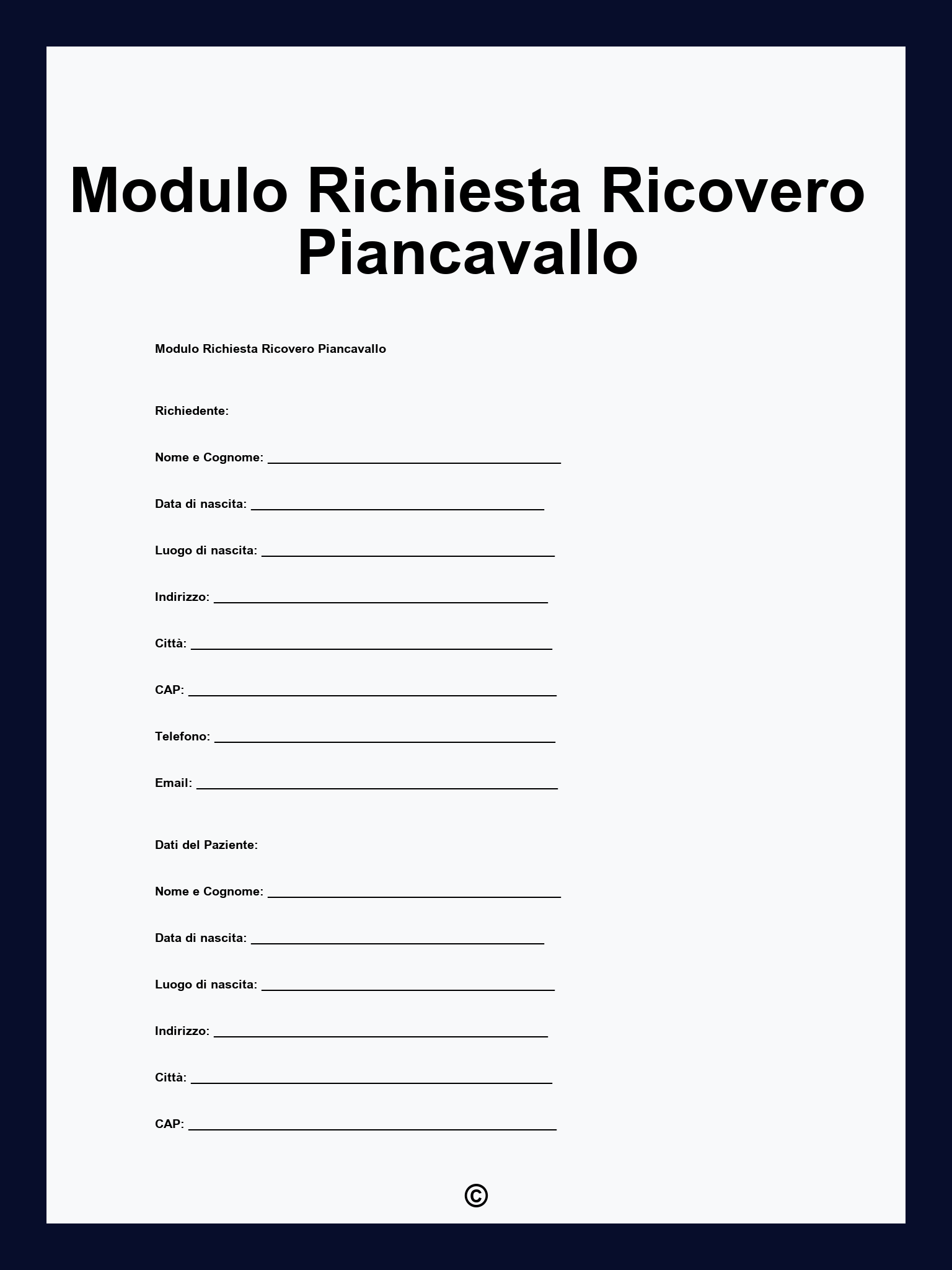 Modulo Richiesta Ricovero Piancavallo