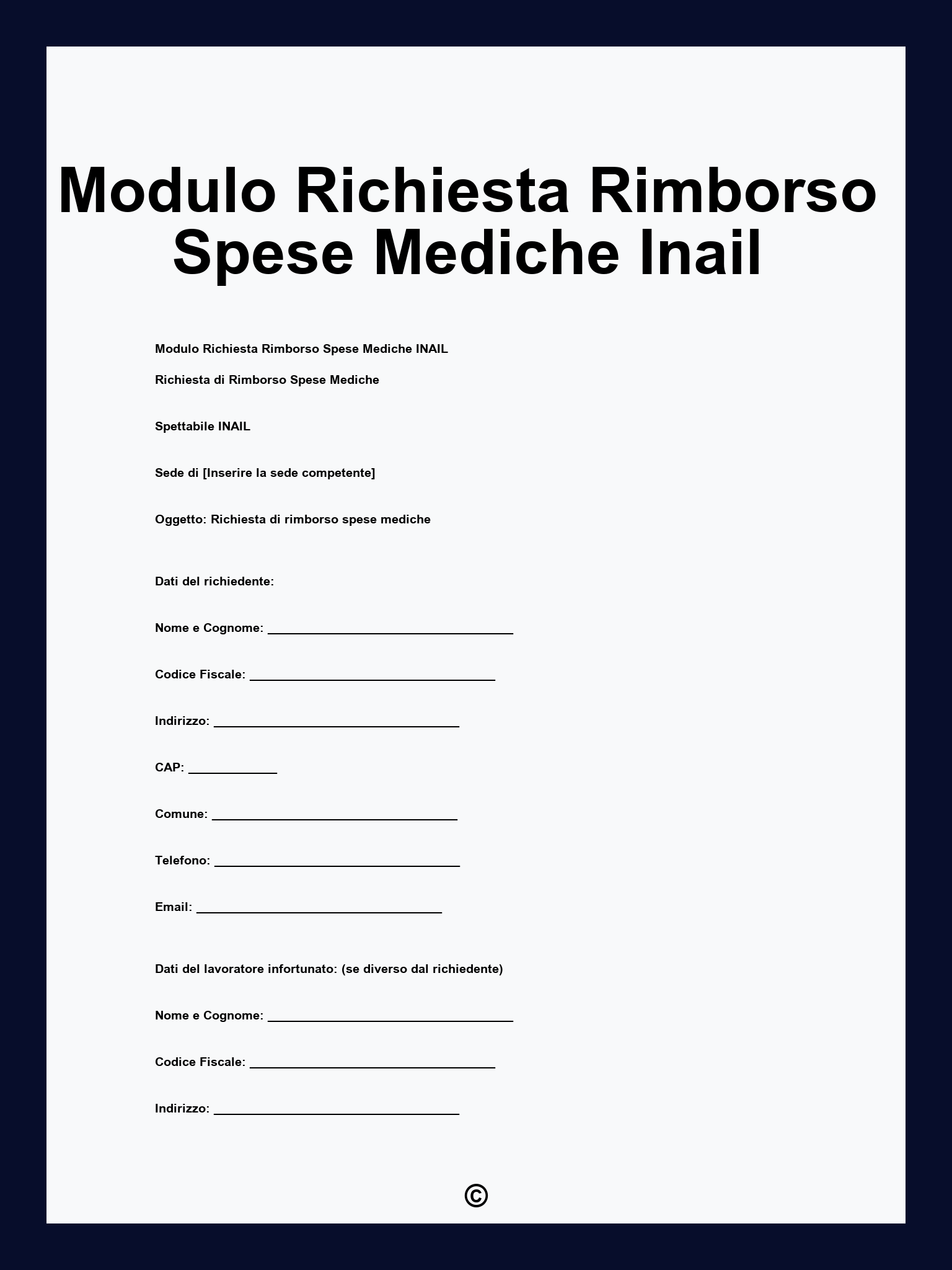 Modulo Richiesta Rimborso Spese Mediche Inail