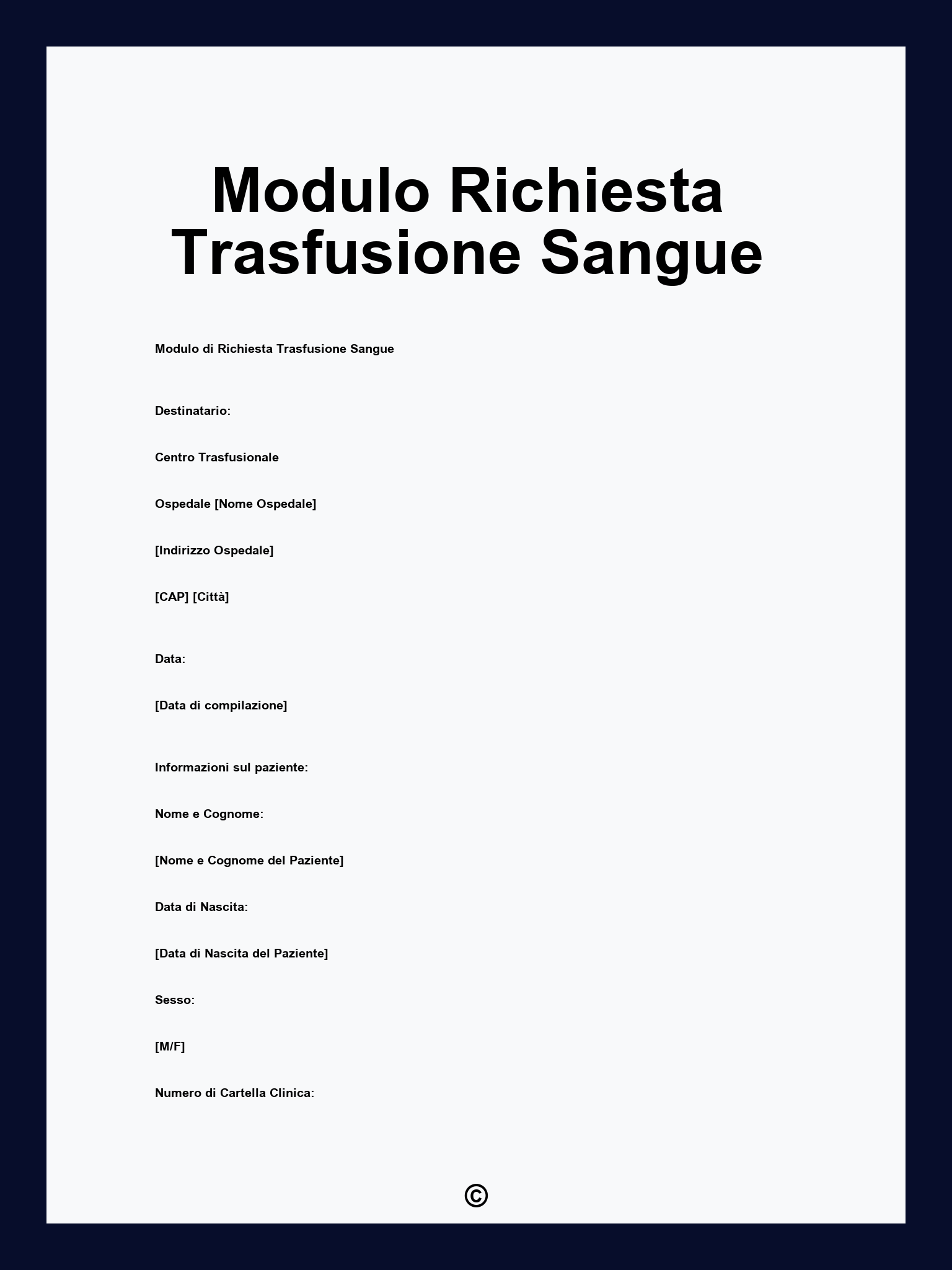 Modulo Richiesta Trasfusione Sangue