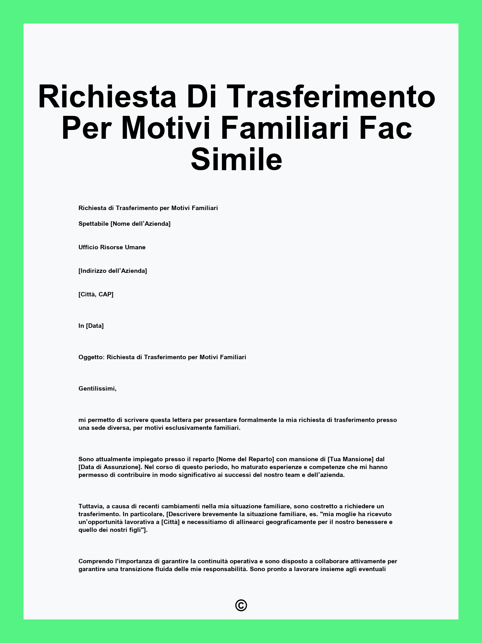 Richiesta Di Trasferimento Per Motivi Familiari Fac Simile